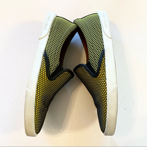 Jimmy Choo slip on shoes demi honeycomb skate sneakers acid yellow neon - Picture 2 of 8